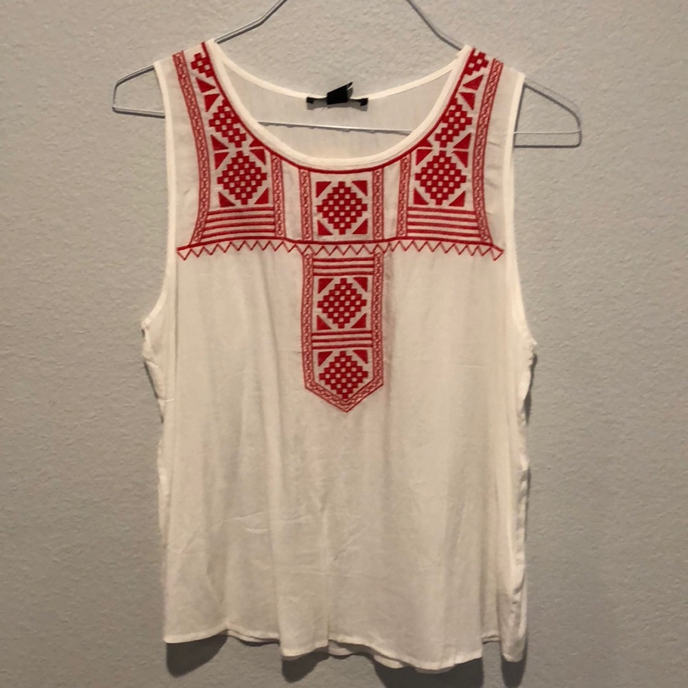 White shirt with red embroidery
